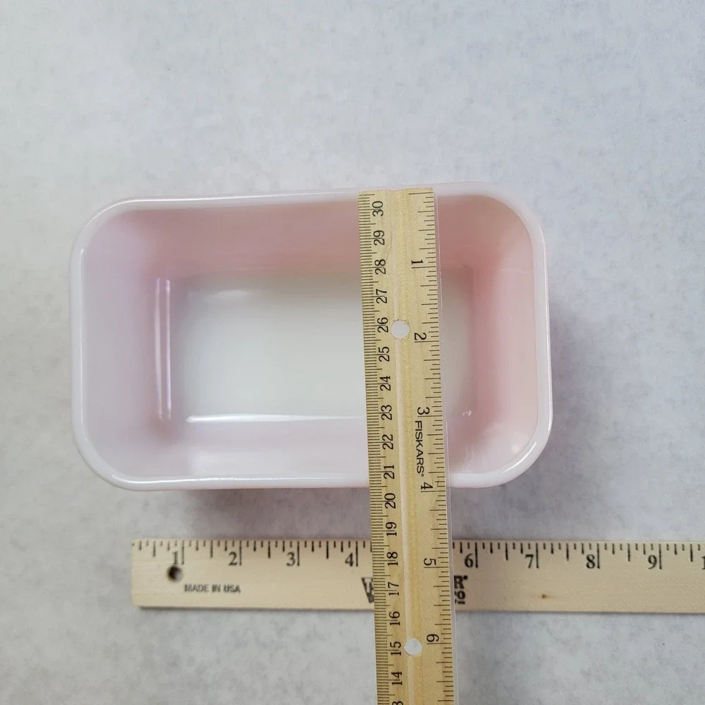 Pyrex 502 Pink Refrigerator Dish Container Rectangular Milk Glass Inside